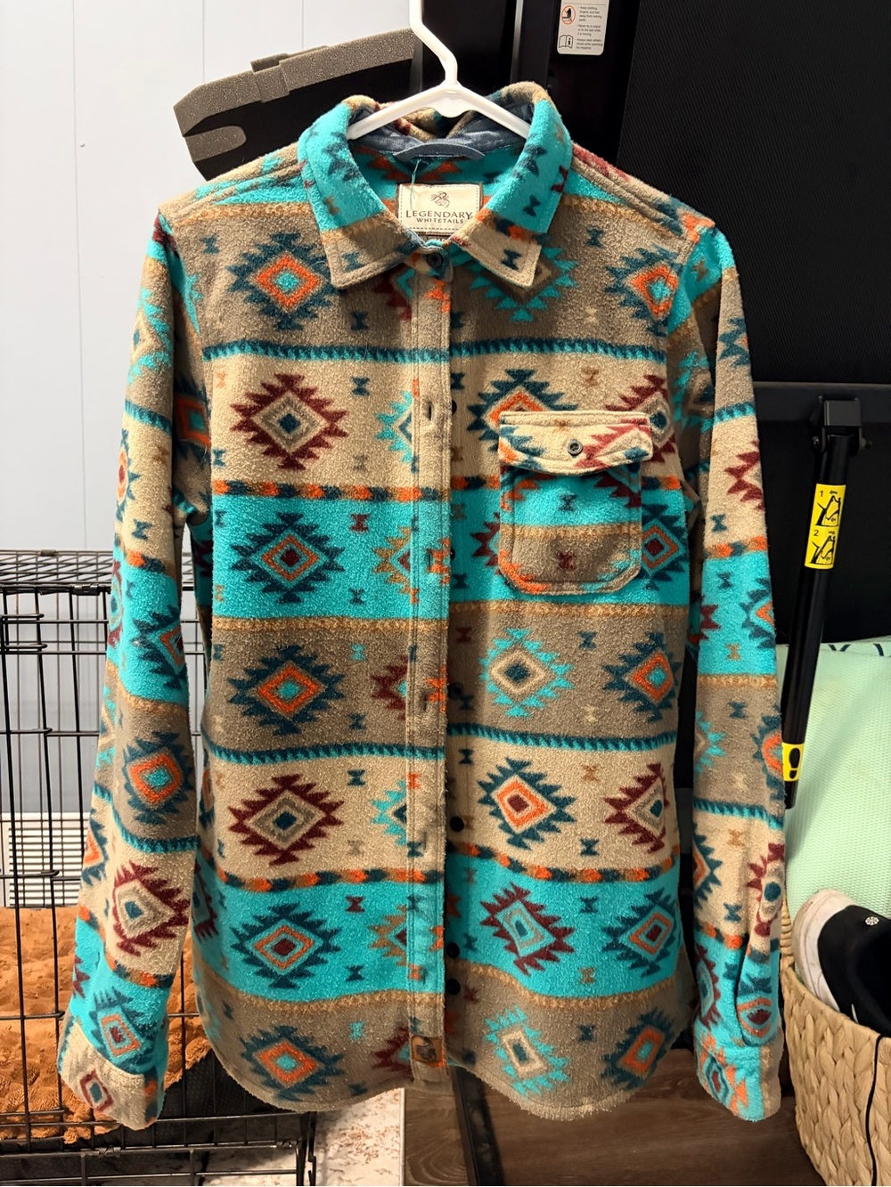 Flannel-style patterned fleece jacket